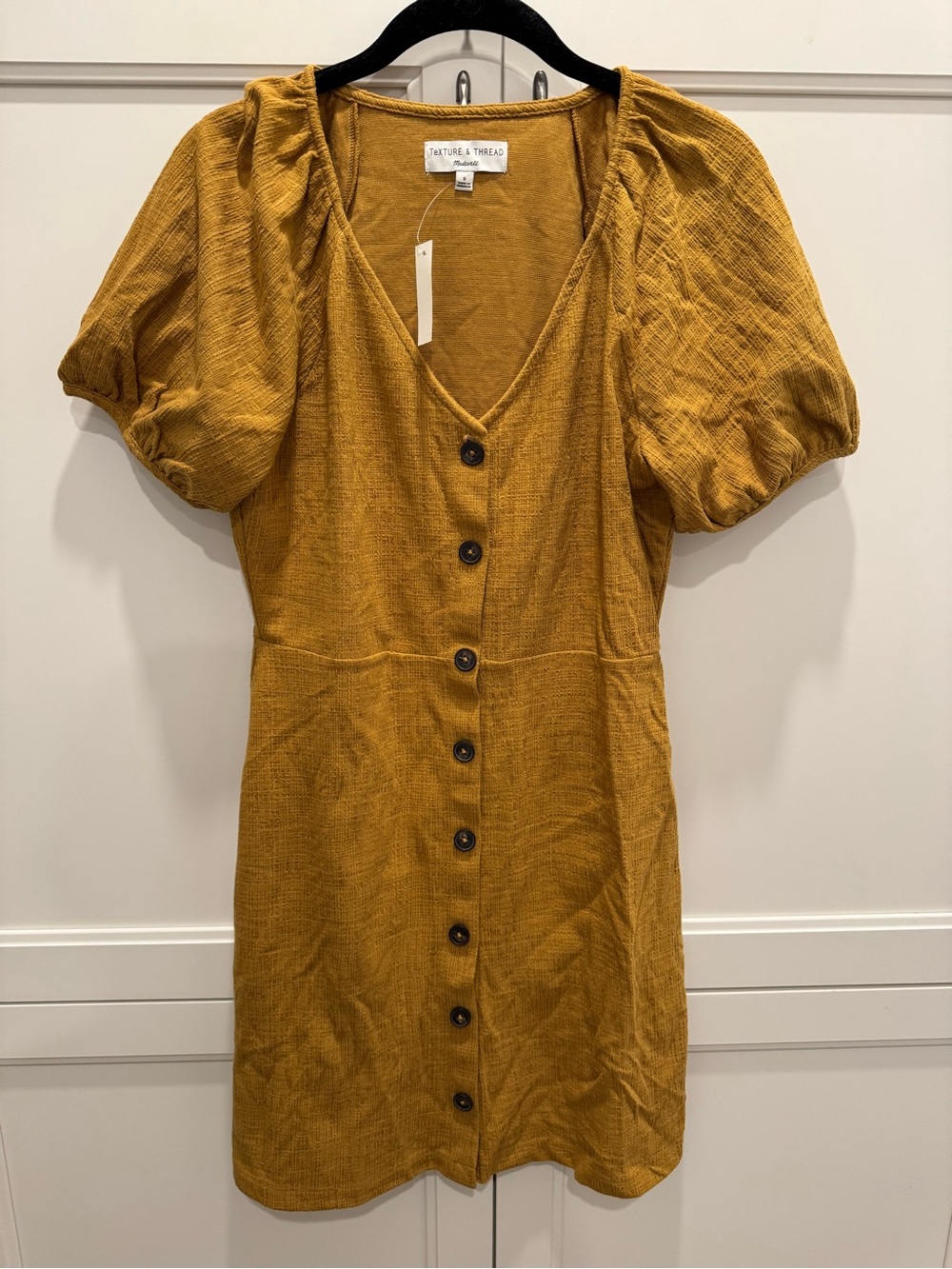 Madewell Button-Front Puff Sleeve Dress  NWT